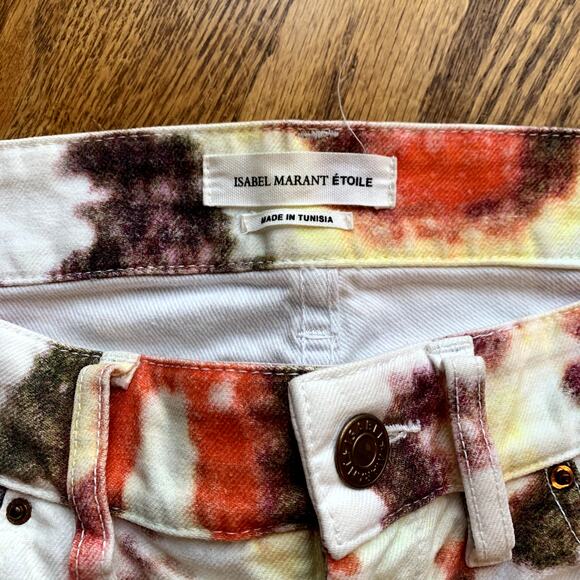 Isabel Marant Etoile Slim Multi-Color Tie-Dye Reilly Printed Jeans Trousers 38/8 - Picture 6 of 14
